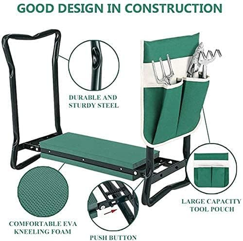 BESTHLS Garden Kneeler and Seat - Heavy Duty Folding Stool with Thick Pad, Tool Pouch, 330 Lbs Capacity - Knee & Back Support, Perfect for Seniors, Women, Men image number 3