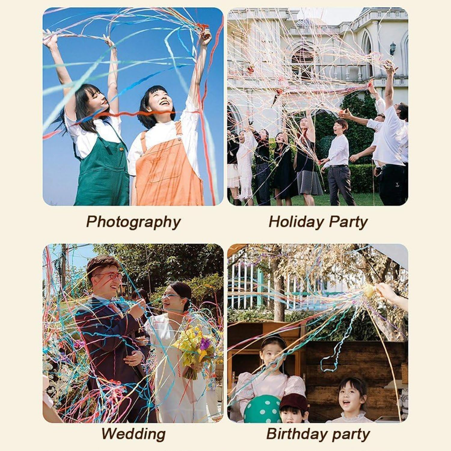 16 Pack Colorful Streamers Poppers Party Poppers Hand Throw Streamers for Birthday Wedding Graduation Engagement Retirement Party Supplies image number 5