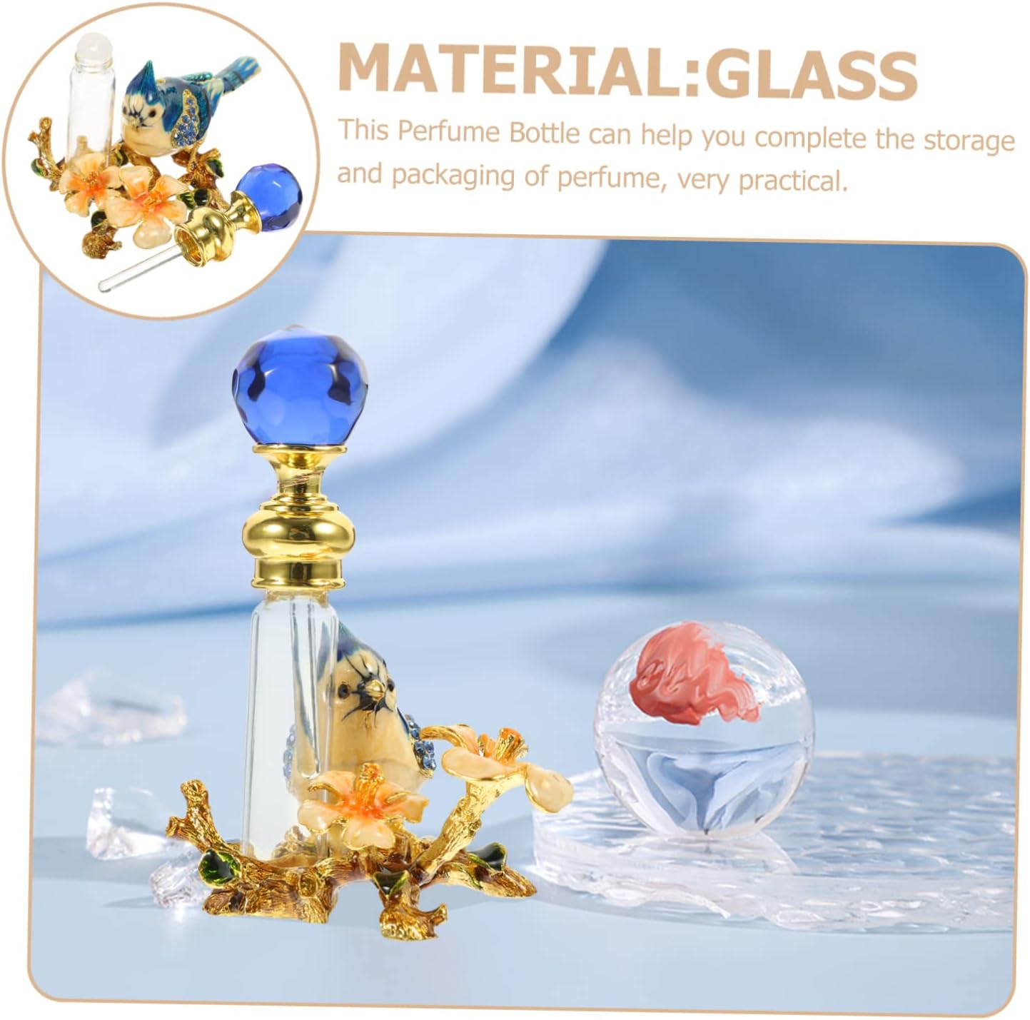 Vintage Essential Oil Bottle Empty Perfume Sample Container Elegant Design for Diy Fragrance Mixing and Desktop Decor