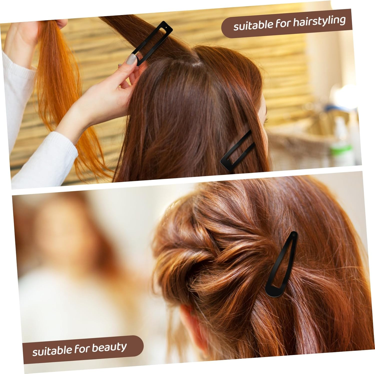 LOLIPPYY Black Snap Hair Clips Set 30Pcs Metal Hair Barrettes Large 8Cm Square Waterdrop Clips for Women image number 3