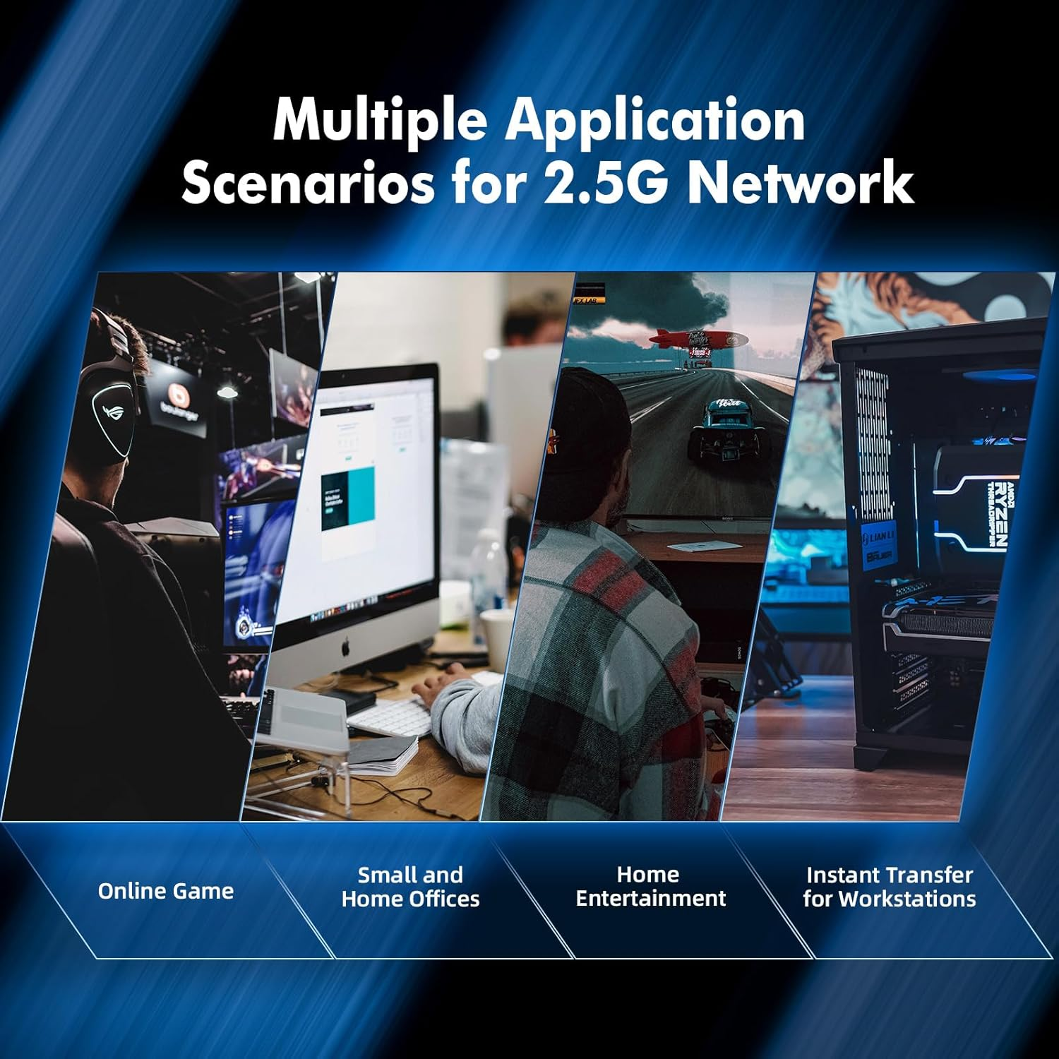 Mokerlink 4 Port 2.5G Ethernet Switch with 2X10G SFP, 5 X 2.5G Base-T Ports Compatible with 10/100/1000Mbps, Metal Unmanaged Fanless Network Switch image number 3