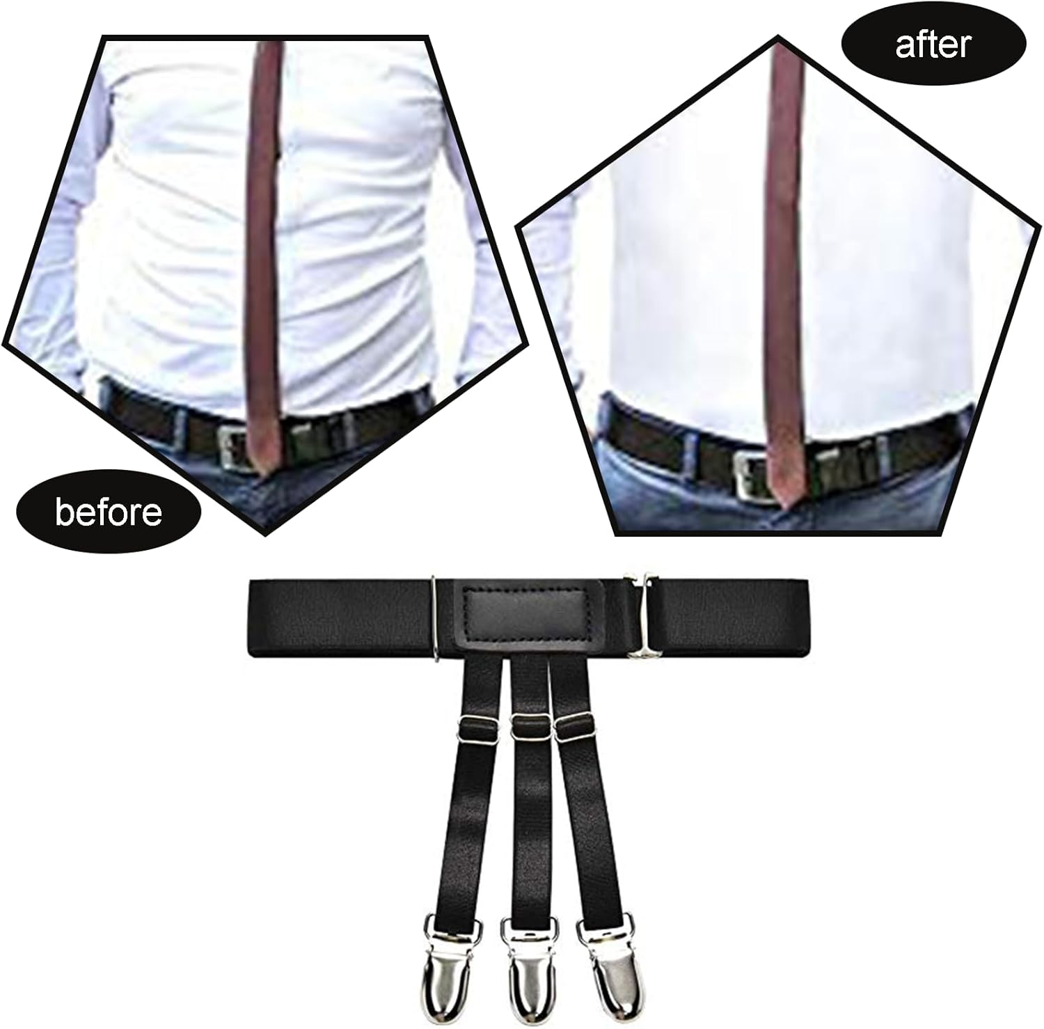 Zvorgath 2 Pcs Men'S Shirt Stays - Upgrade Adjustable Elastic Shirt Garters Military Shirts Holder with Non-Slip Locking Clamps image number 4