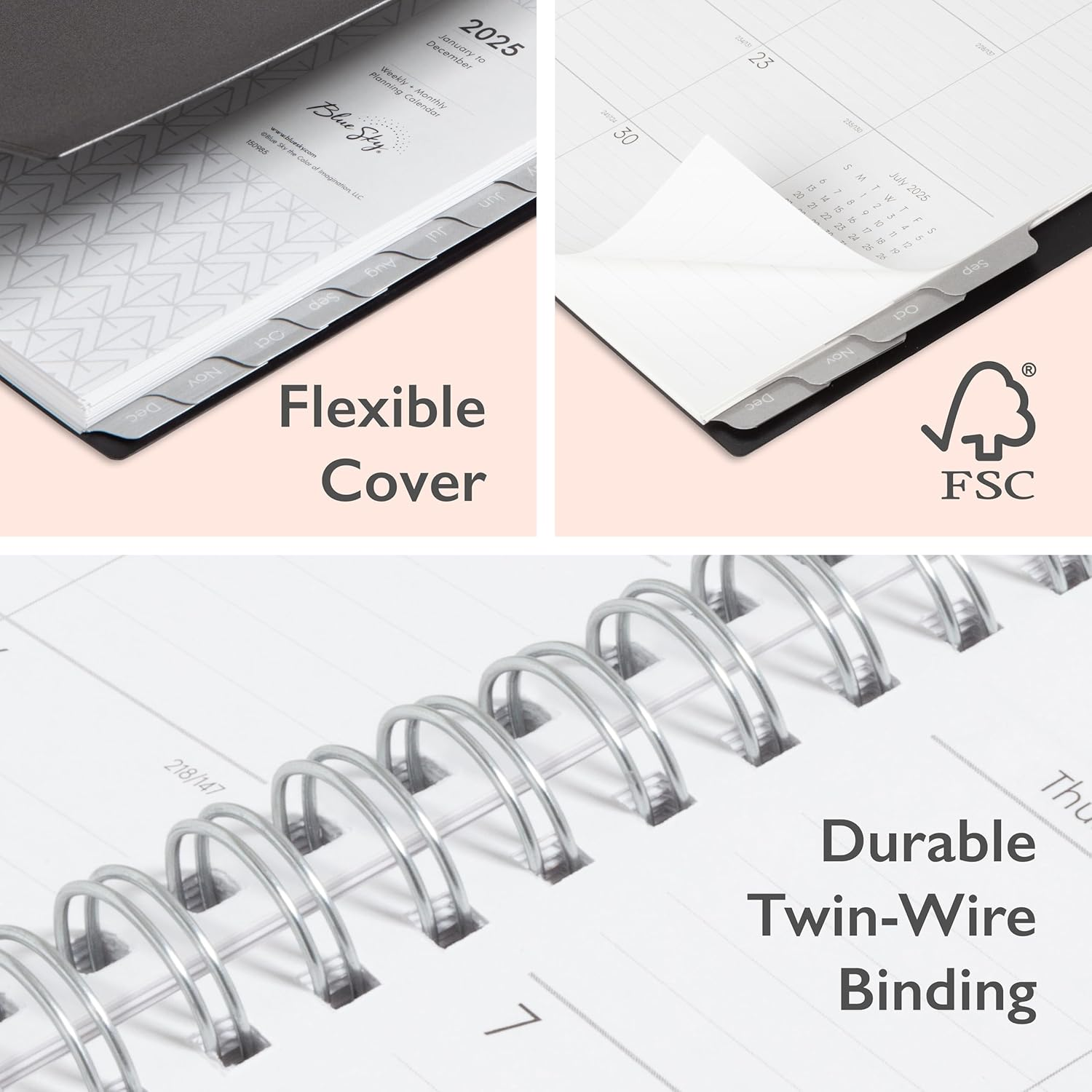 Blue Sky 2025 Weekly and Monthly Planner Calendar, Includes January 2025 - December 2025, 5" X 8", Flexible Cover, Laminated Tabs, Wirebound, Enterprise image number 5