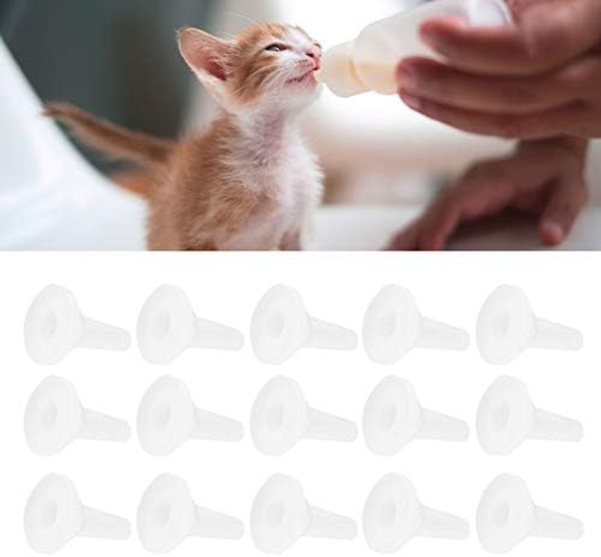 Pet Feeding Bottle Nipple, Replacement Nurser Nipple Silicone Pet Silicone Nipple, Safety Pack of 15 for Puppies, Small Animals, Kittens, Small Cats image number 5