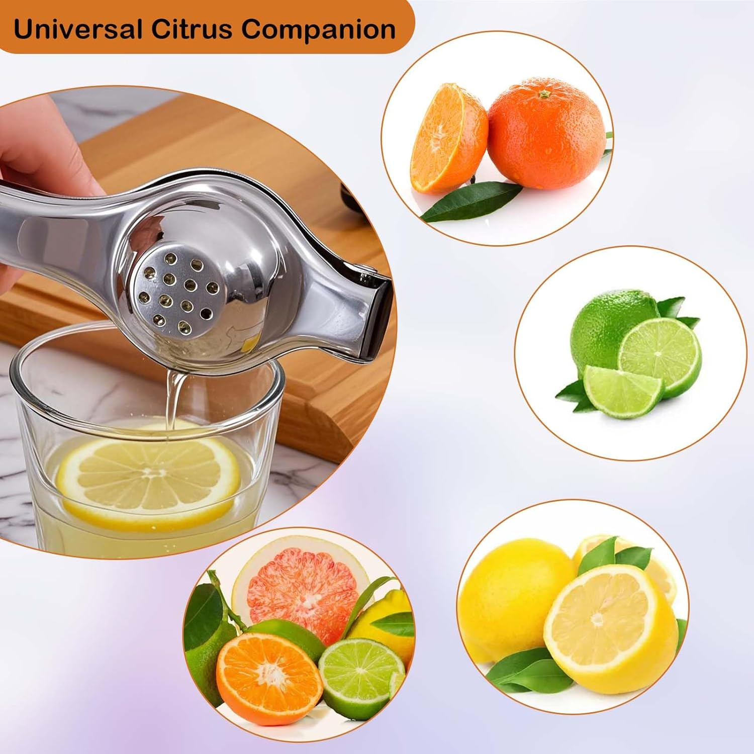 Loimon Lemon Squeezer Juicer, Stainless Steel Manual Juicer, Sturdy and Durable Kitchen Tool,Citrus Fruit Juicer for Lime Orange image number 4