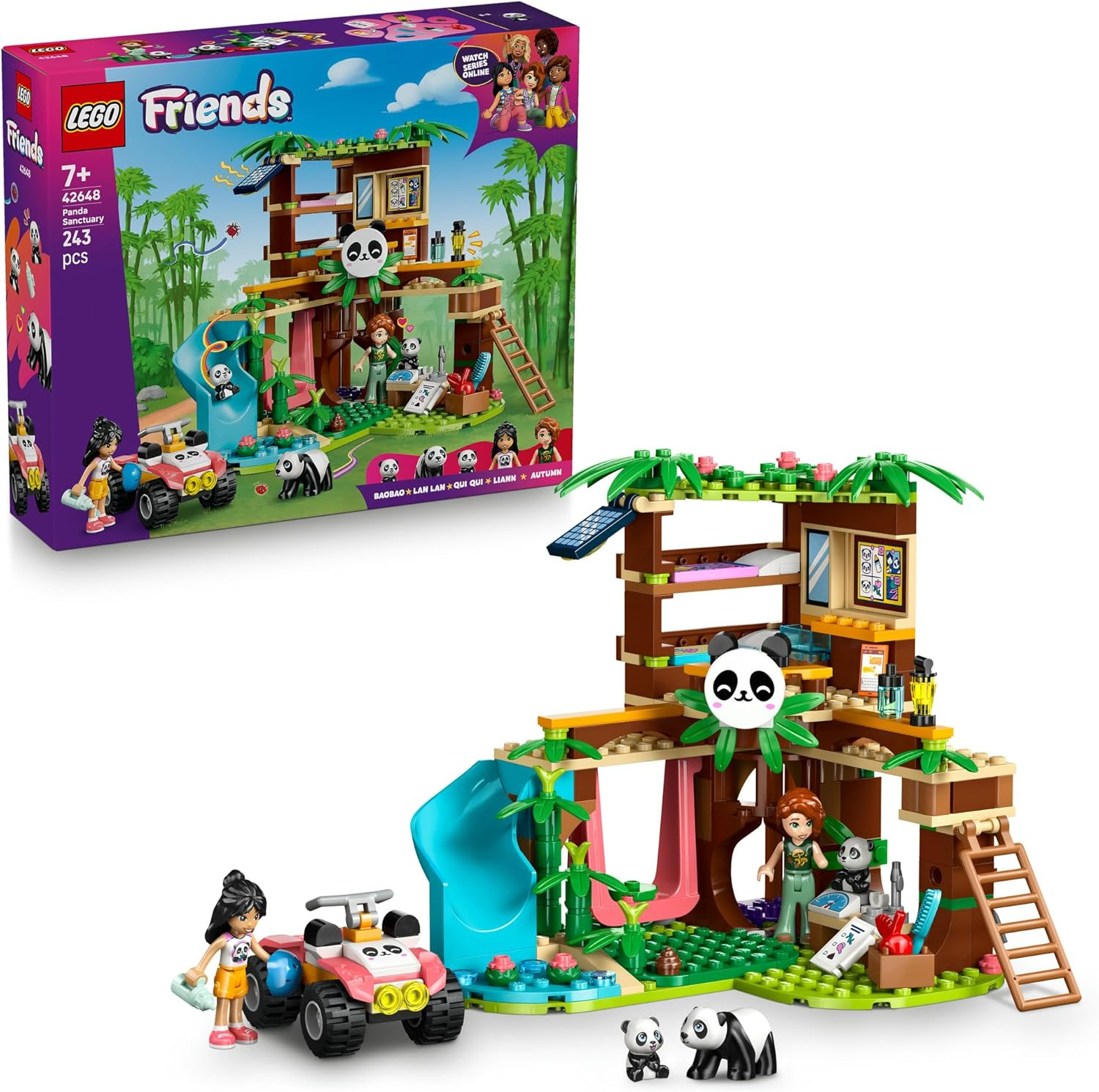 LEGO&reg; Friends Panda Sanctuary Animal Care 42648 Building Set Toy for Kids, 2 Minidolls and 3 Bear Figures for Imaginative Play, Tree House and ATV Playset for Girls and Boys Aged 7 and Up image number 5