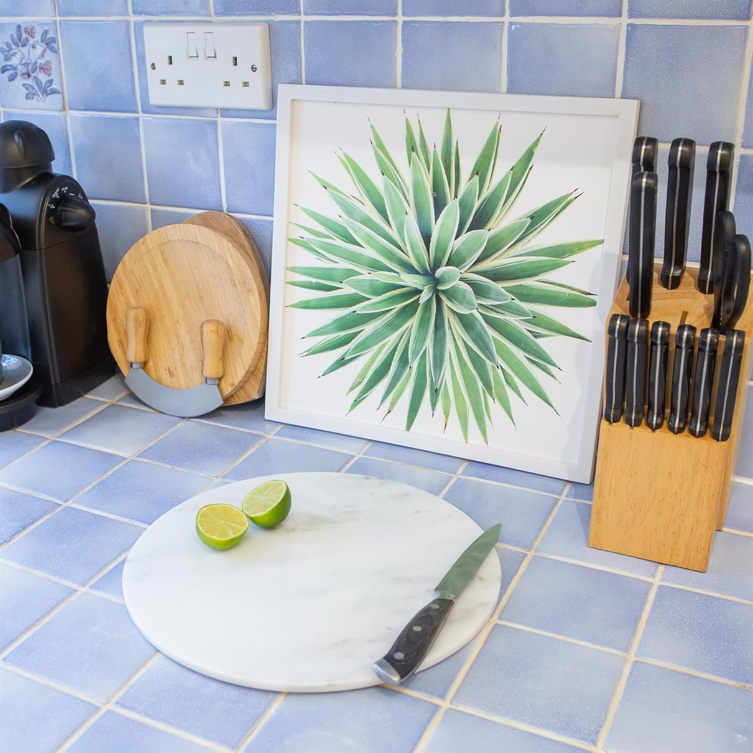 Argon Tableware Marble Chopping Board - 30Cm - White - round Cutting Board Solid Worktop Protector Mat Serving Platter for Slicing Vegetables, Cutting Meat, Meal Preparation