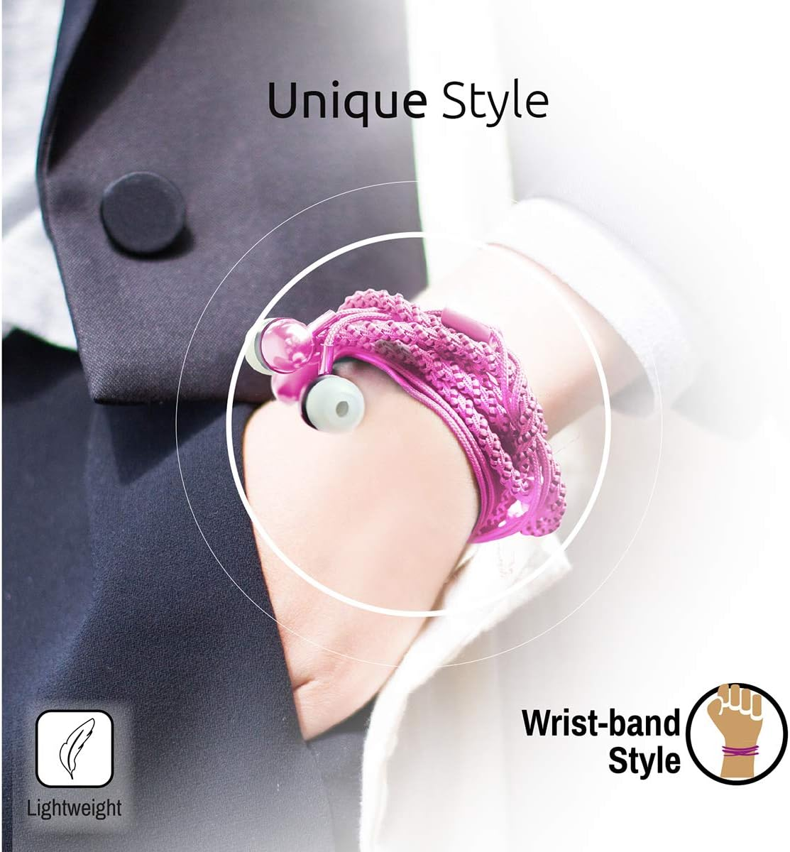 Promate Handheld Stereo Earbuds 1.2M Fabric Cable Finish Hands Free Built-In Mic Pink Retro Pink image number 2