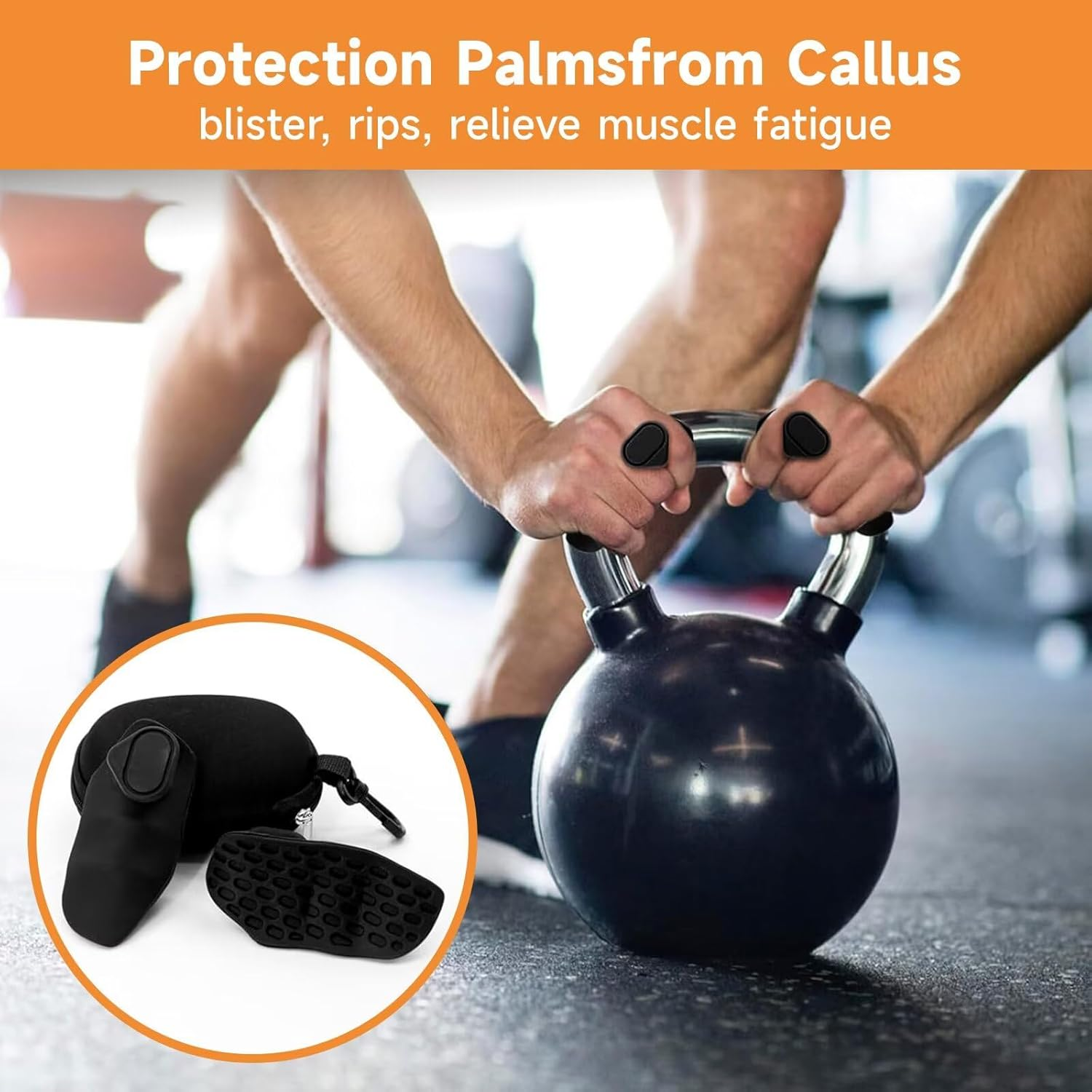 ZVCXOE Fitness Grip Hand Protection Rubber Non-Slip and Sweat-Proof Holder Palm Handgrip Fingerless Grip Pull-Up Grip Suitable for Fitness Exercise Weightlifting Dumbbells Sports Bodybuilding Black image number 4