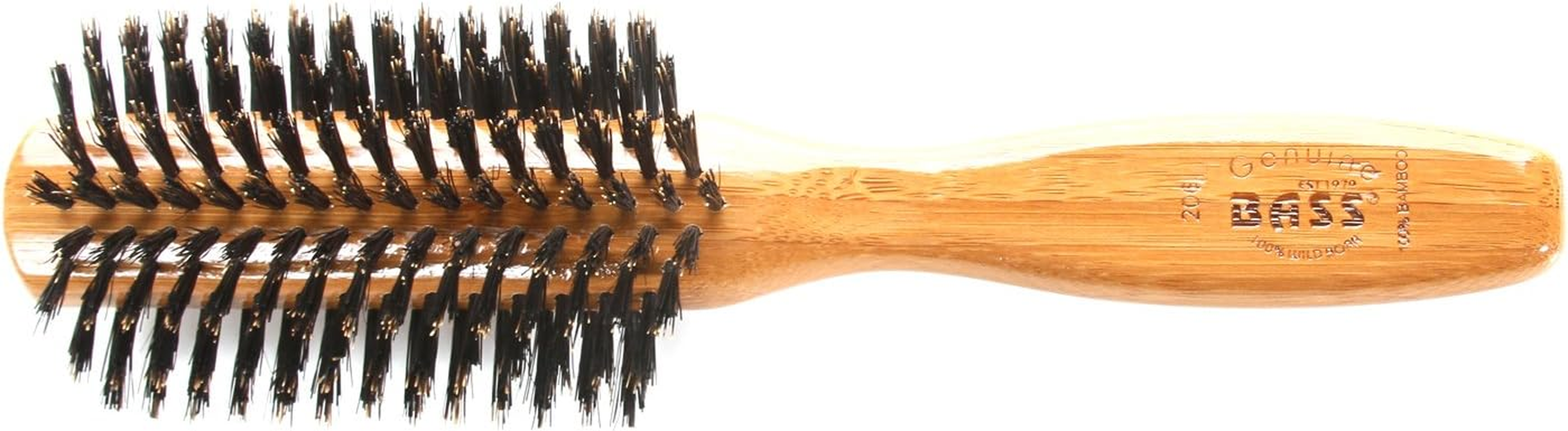 Brush - Classic Half round Style 100% Wild Boar Bristles Light Wood Handle Bass Brushes 1 Brush image number 1