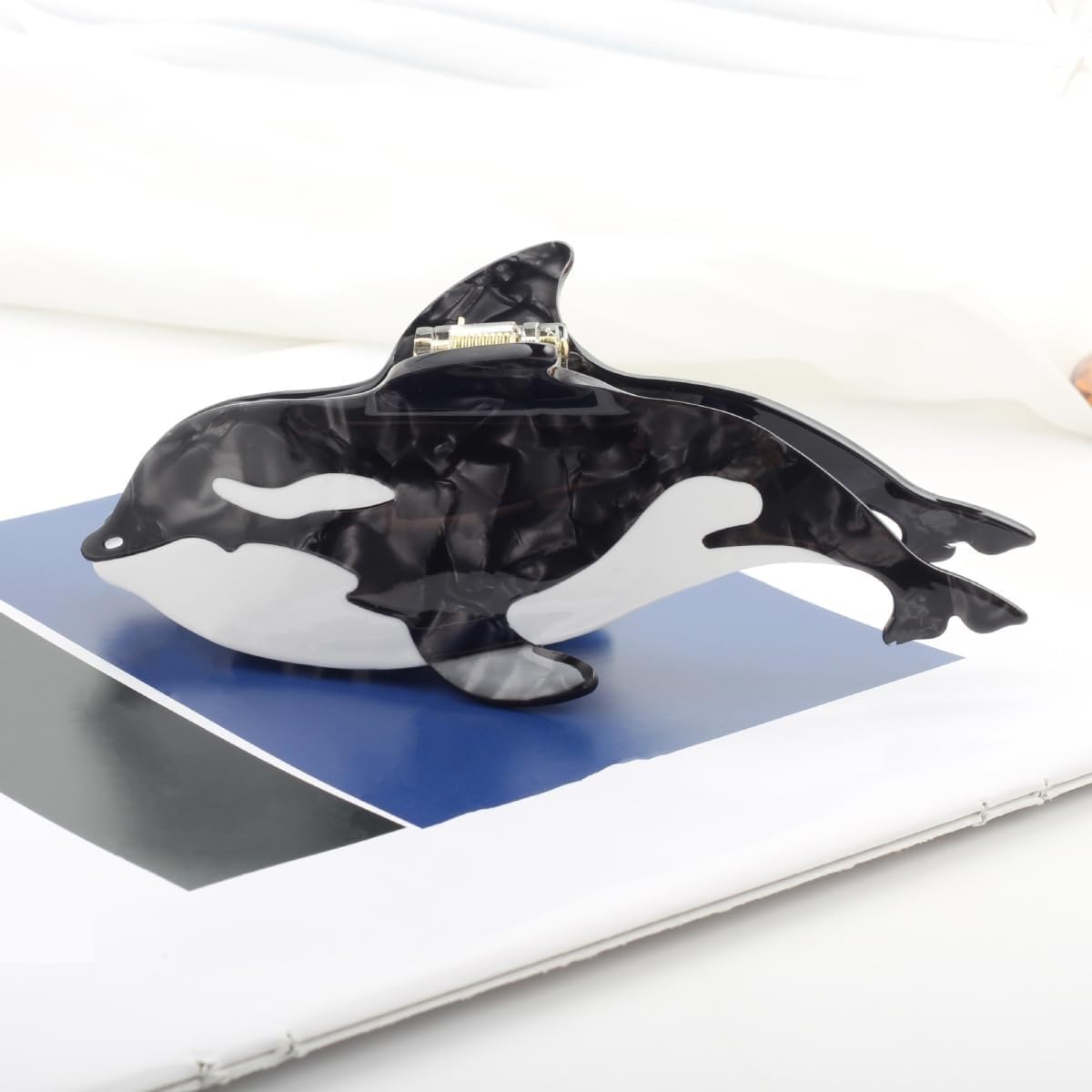 Fantasy Black Whale Hair Clip,Acetate Claw Clips,Hair Clips for Women (Black, 7Cm) image number 3