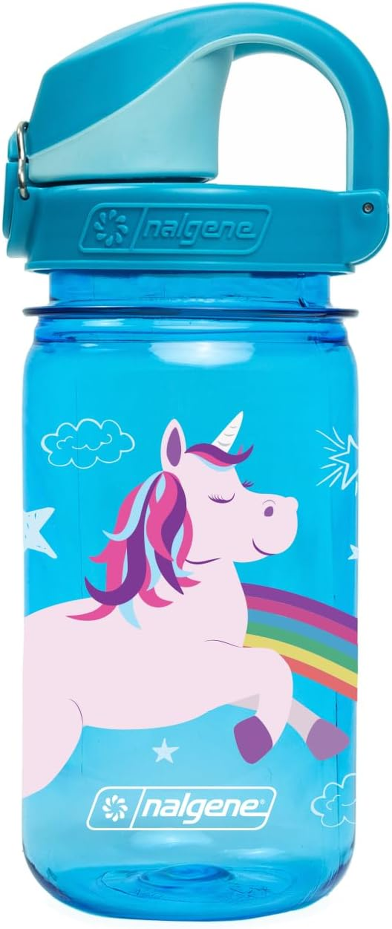 Nalgene Sustain Tritan Bpa-Free Kids on the Fly Water Bottle Made with Material Derived from 50% Plastic Waste, Leak Proof, Durable, BPA Free, Carabiner Friendly, Reusable, 12 Oz, Green Sprout