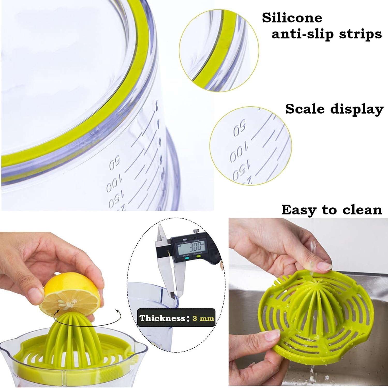 4 in 1 Manual Manual Juicer,1Pc Citrus Lemon Orange Juicer Manual Hand Squeezer with Measuring Cup and Grater,Lemon Orange Hand Juicer Manual Fruit Squeezer,Manual Hand Citrus Lemon Orange Squeezer image number 1