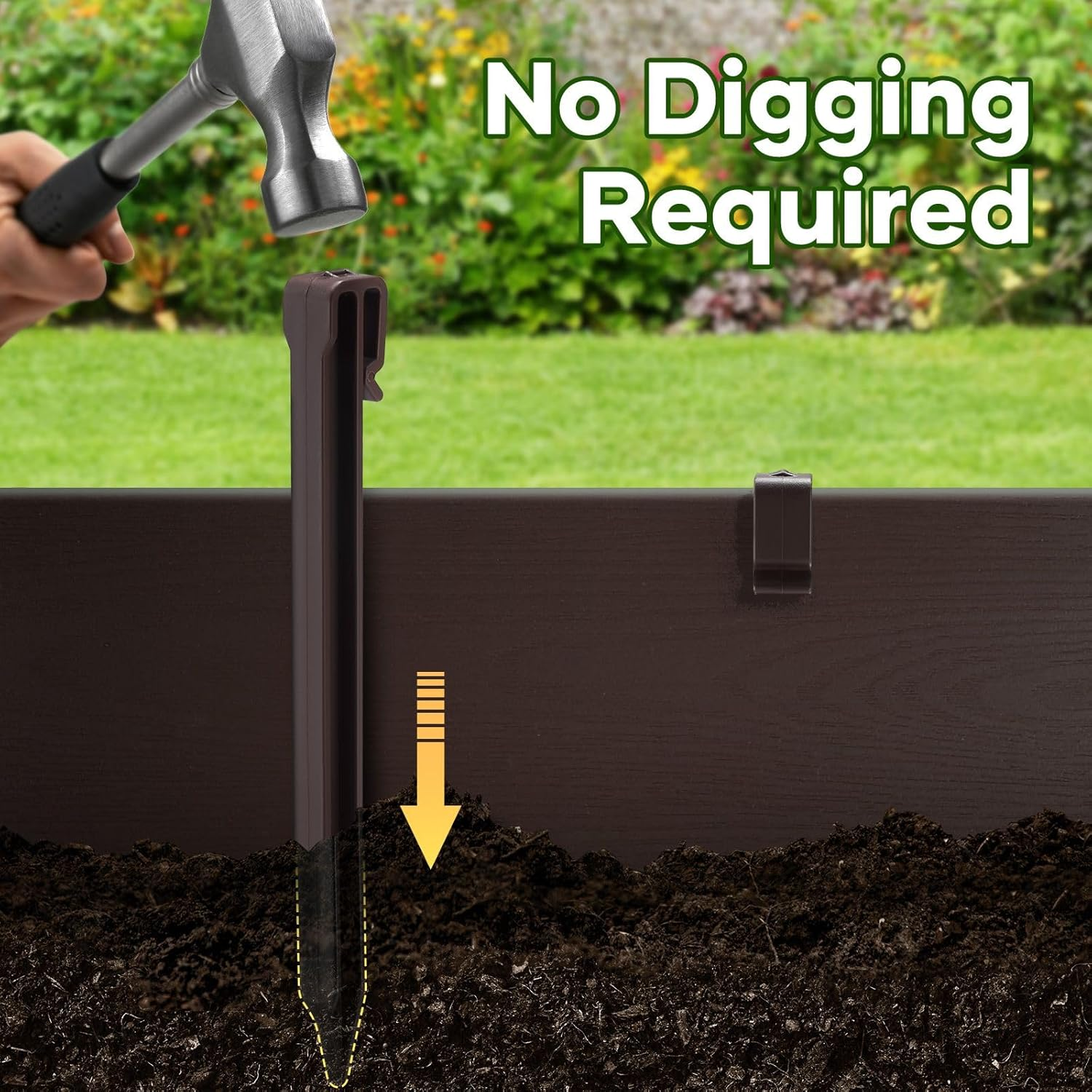 OGL 30Mx15Cm Garden Bed Edging, Flexible DIY Lawn Landscape Border Fence for Flower Plant Grass Path Driveway Plastic Barrier Roll Kit - 6Pcs/90X20Cm image number 4