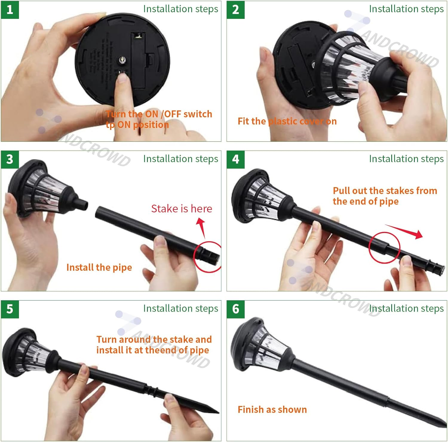 2301 LED Landscape Lighting, Solar Outdoor Lights Garden Lights for Yard and Lawn,6 Pack of Outdoor Solar Lights with Unique Light and Shadow Effects image number 5