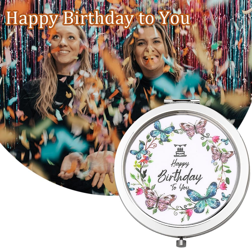 Happy Birthday Gifts for Women Friends Compact Mirror for Purse Travel Best Friend Birthday Gifts for Girls Sister Mom Grandma Unique Birthday B-Day Present for Coworker Birthday Party Decors image number 3