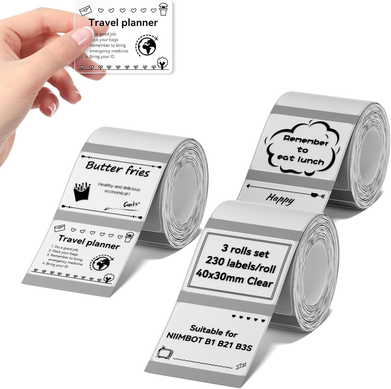 NIIMBOT 2 Rolls Labels for B1/B21/B3S Label Maker, 50 X 50 Mm (1.97'' X 1.97'') 150 Labels/Roll, Thermal Label Tape for Home Office Small Business Labeling Tape Replacement, White Round