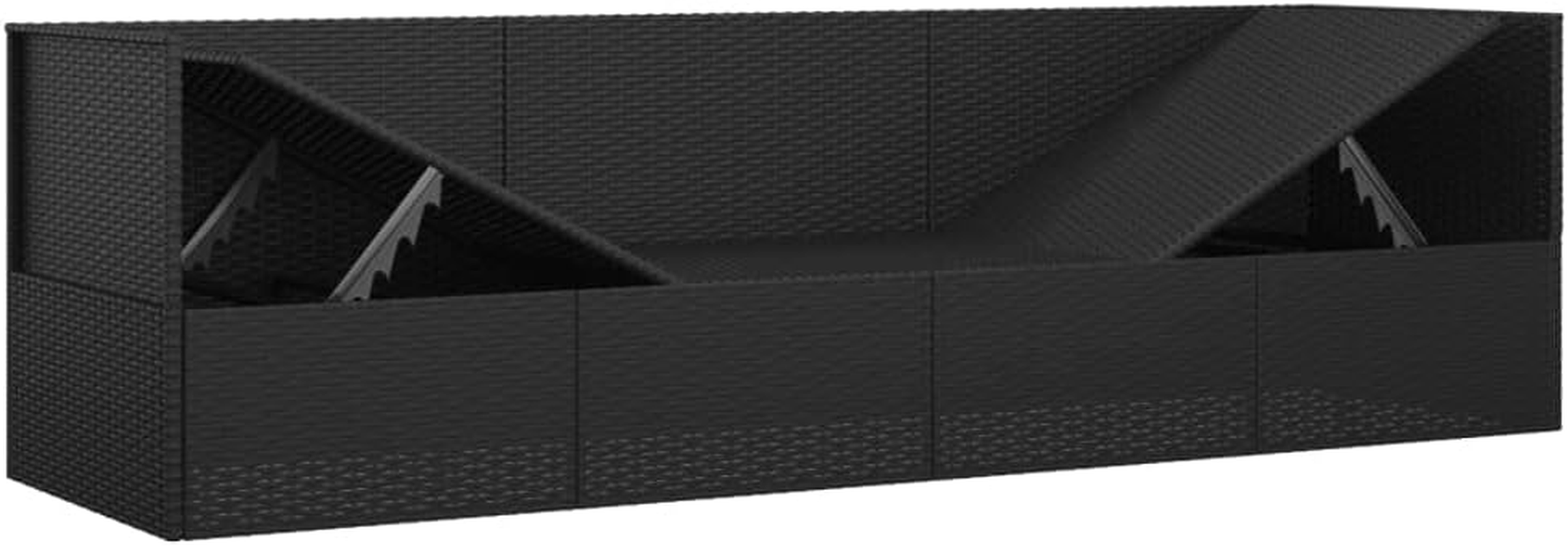 Vidaxl - Lounge Bed Outdoor with Cushions, Weather-Resistant Poly Rattan in Black, Adjustable Sides, Stylish & Comfortable image number 4