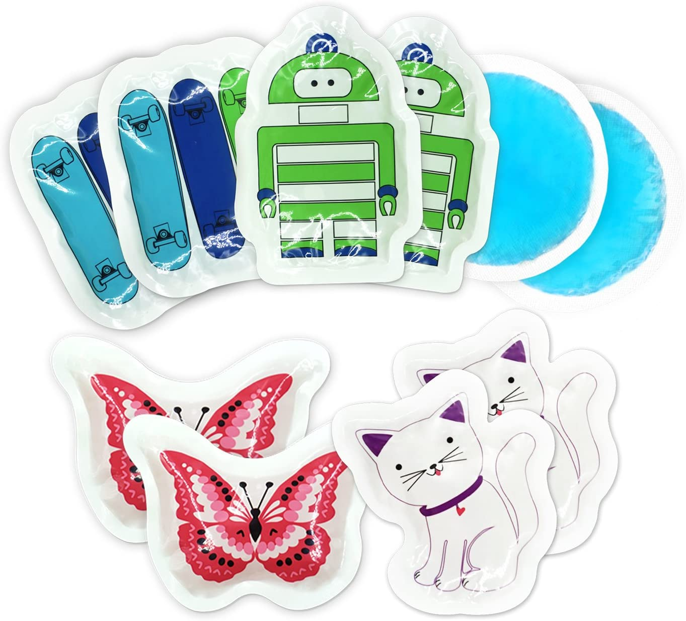 WORLD-BIO Kids Ice Pack for Boo Boos Injuries, Reusable Children'S Fun Cartoon Pack Pain Relieve for Teething, Headaches, Small round Cold Gel Pack Comfort for Breastfeeding, Post Surgery 10 Packs image number 3