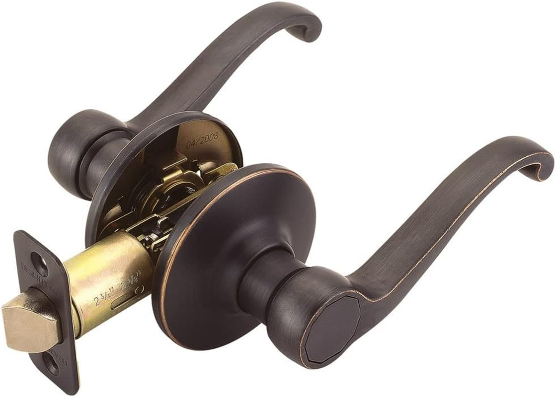 Design House 781823 Scroll 2-Way Latch Privacy Door Handle, Adjustable Backset, Satin Nickel Finish