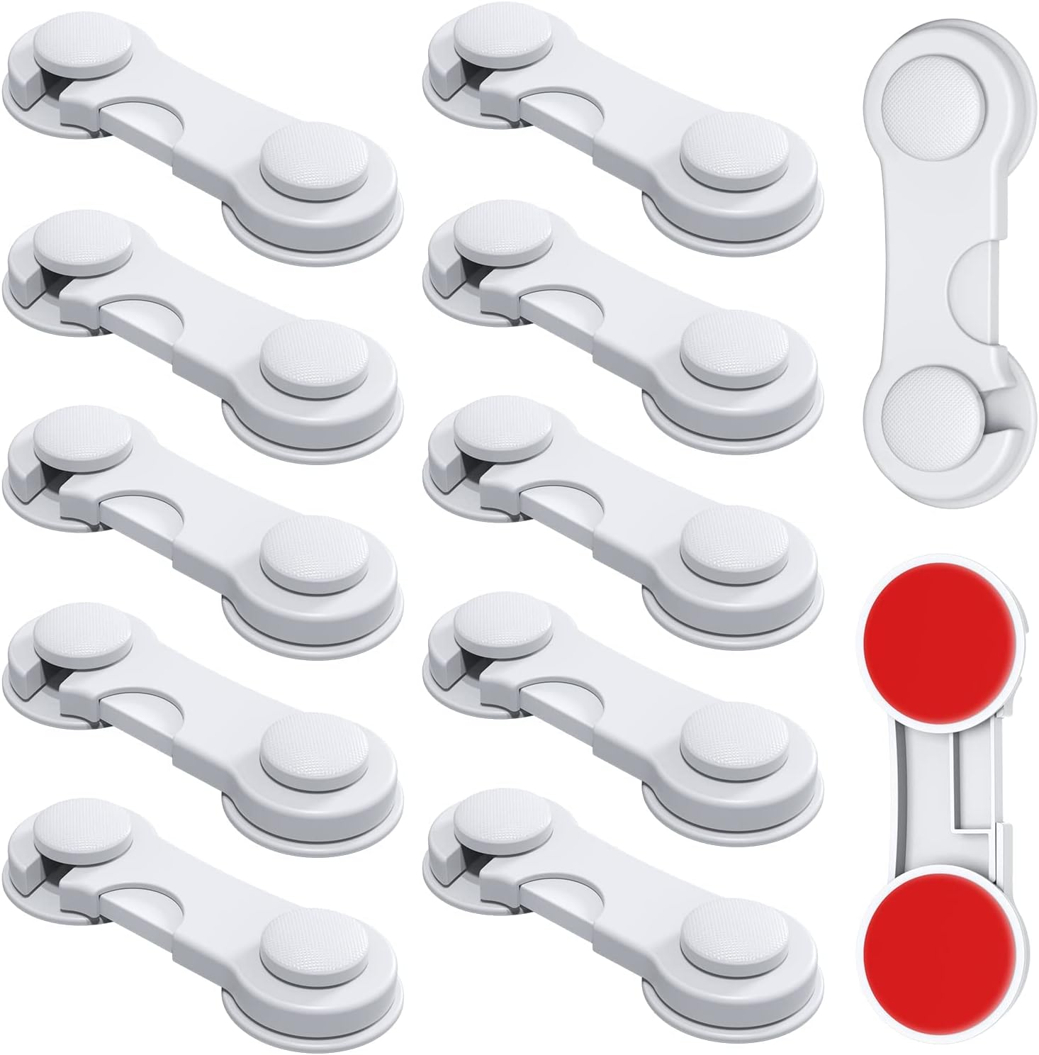 Child Safety Locks, 12 Pieces Child Locks for Cabinets and Drawers, 9.4Cm Child Lock,With 3M Glue, Easy to Install, No Drilling, Suitable for Cabinets, Drawers, Appliances image number 4