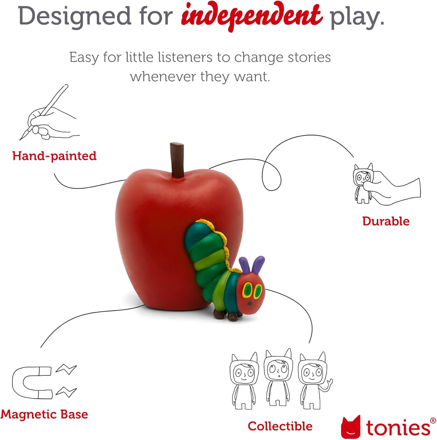 Tonies the Very Hungry Caterpillar Audio Play Character with 3 Stories, 3 Songs, 3 Sets of Fun Facts, and 1 Toy Character - Recommended Age Range: 3+, Language: English, Narrated by Eric Carle