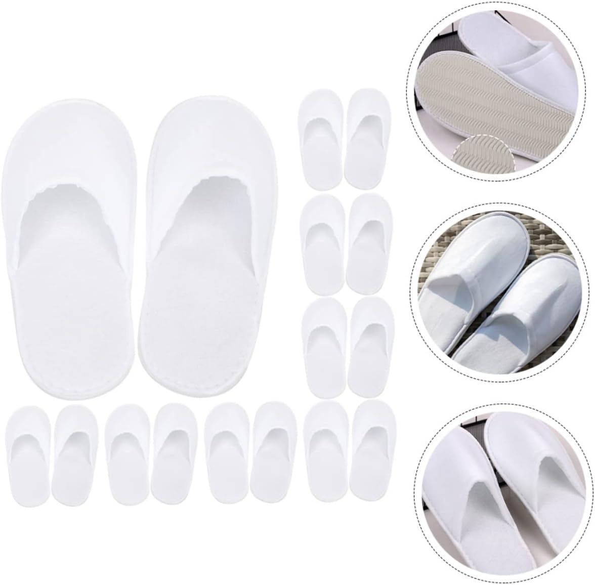 NIYANGLE 10Pairs Slip Slippers Indoor Outdoor Spa Unisex House Slippers Fuzzy Disposable image number 2