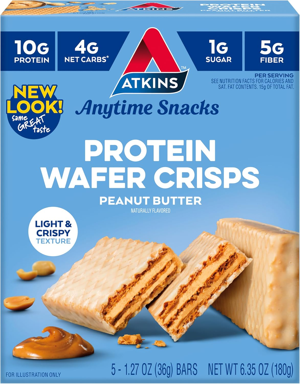Atkins Protein Wafer Crisps, Peanut Butter, Keto Friendly, 5 Count image number 5