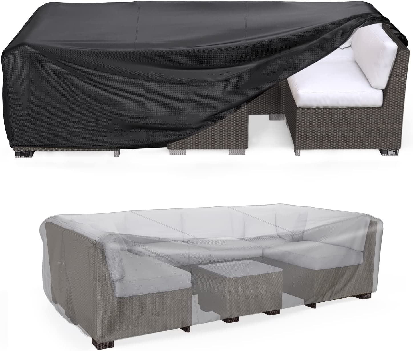 Patio Furniture Set Cover Waterproof, DFWEIHUI Outdoor Sectional Sofa Set Cover Heavy Duty 210D Table and Chair Set Cover (250 * 150 * 90) image number 6