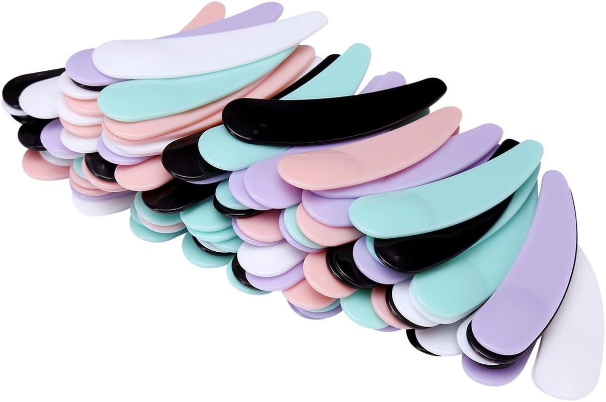 BTYMS 100 Piece Disposable Mini Cosmetic Spatula Set - Facial Mask & Makeup Scoop for Mixing & Sampling (Multi-Color)