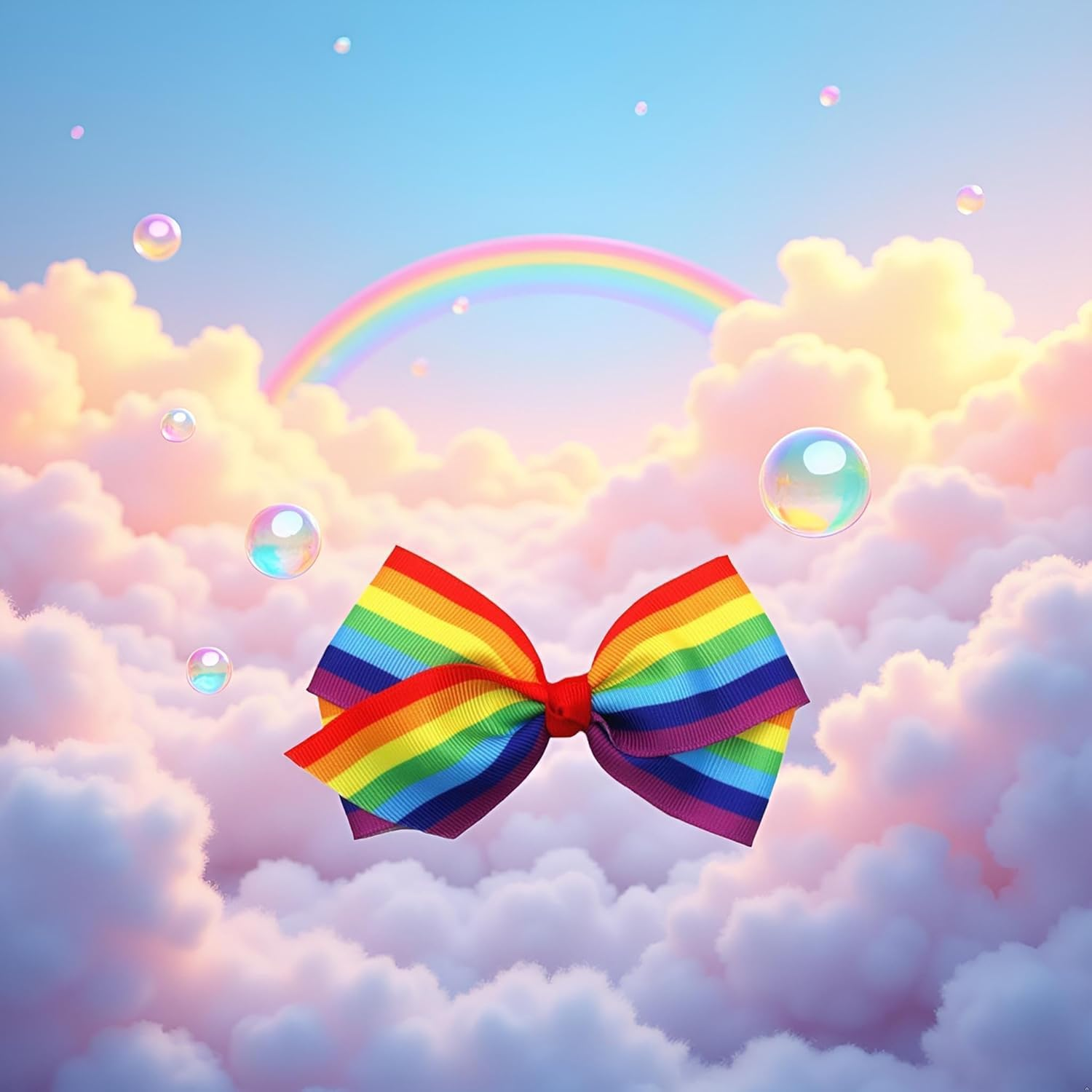 2 Pcs Rainbow Hair Clips Hair Bow for Women Girls Rainbows Hairs Accessories Pride Day Hair Accessories,Ribbon Hair Clip,Clips and Barrettes (4Inch Rainbow) image number 2