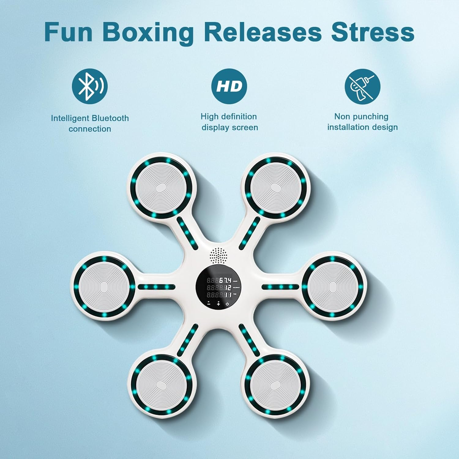 2025 Upgrade Music Boxing Machine, Smart Music Boxing Machine with Bluetooth, Home Wall-Mounted Training Gear, Boxing Training Punching Equipment with Gloves, Fitness and Reflex image number 6