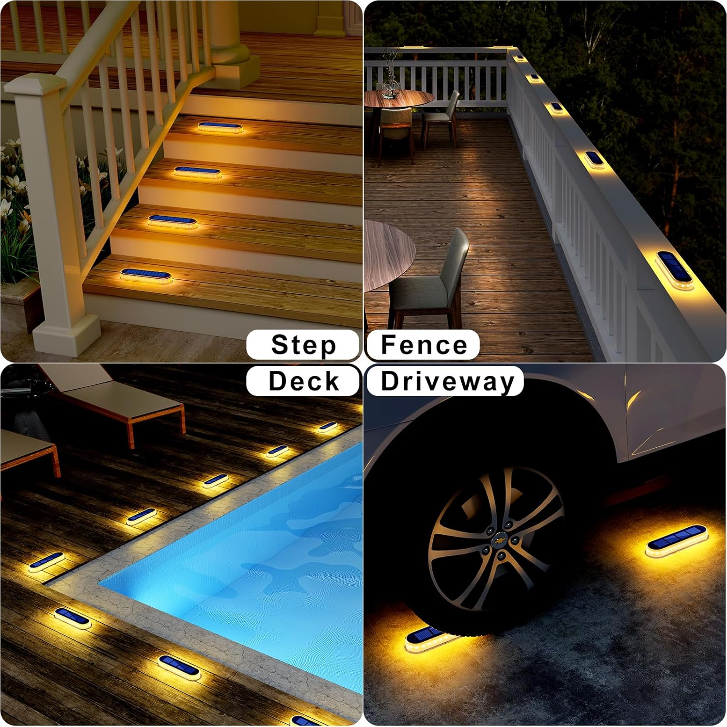 Solar Step Lights Outdoor Waterproof Led,Warm White Solar Deck Lights,Solar Fence Lights,Solar Lights for Stairs,Dock Patio,Post,Railing,Garden,Backyard,Front Door,Pathway,Driveway,Porch(4 Pack) image number 5