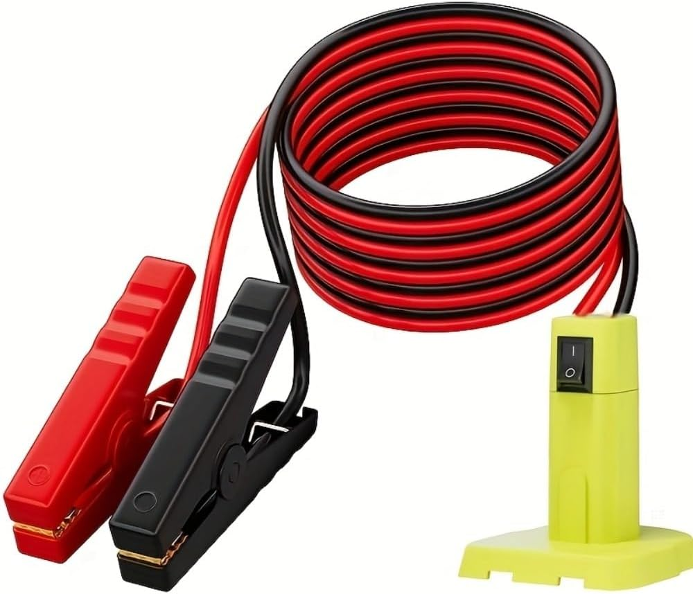 CTRUILA Battery Jumper Starter for Ryobi 18V Battery, 6FT 12AWG Portable Jumper Cables with Switch and Reverse Protection, Portable Starting Cable for Vehicle Lgnition