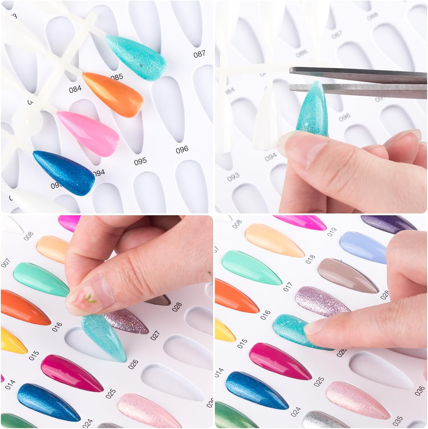 Acycoin2A 216 Nail Color Chart Display Gel Polish Color Book with False Nail Tips and Number Sticker image number 3