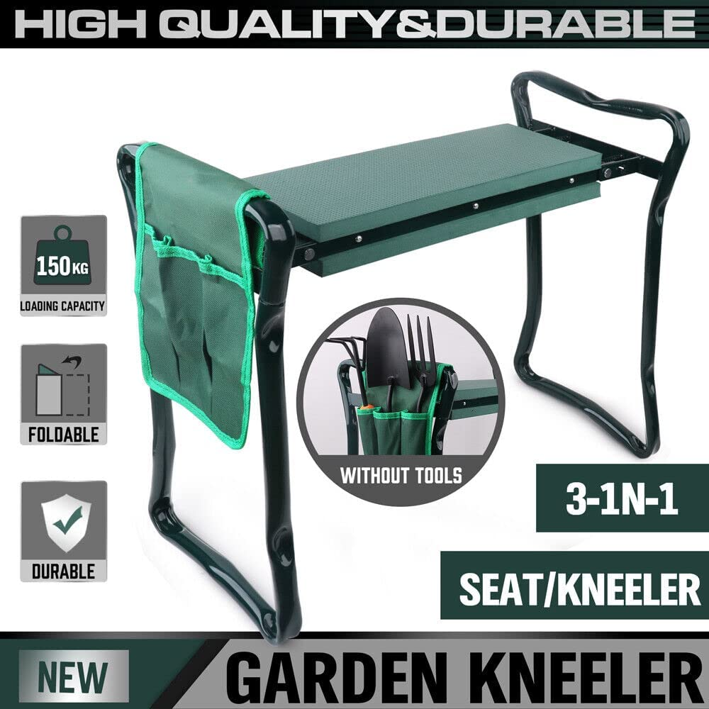 HORUSDY Garden Kneeler and Seat, Heavy Duty Foldable Gardening Stool Kneeling Bench with Tool Storage Pouch and Soft EVA Kneeling Pad for Women Men Gardener image number 4