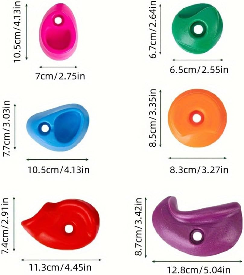 Timevrinql 20PCS Rock Climbing Holds Multi Size for Kids,Colorful Irregular Shape Climbing Wall Indoor Outdoor Playground Rides and Hardware Kit image number 6