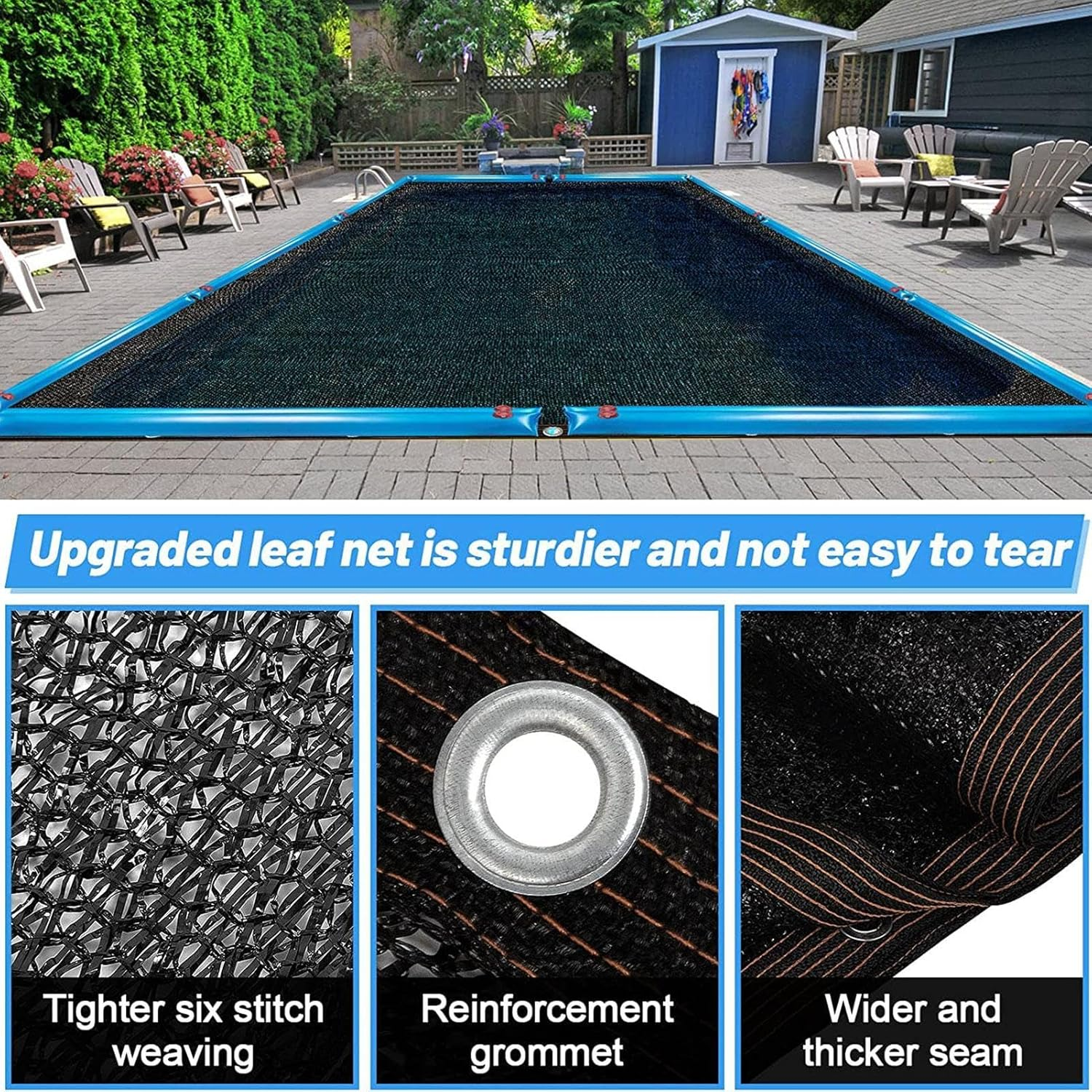 5X10M Pool Leaves Net Covers Pool Leaves Screen Coves Fine Mesh Pool Screen Covers Net Rectangle Swimming Pool Leaves Net Coves to Coves Pool Catching Leaves Sunshade image number 3