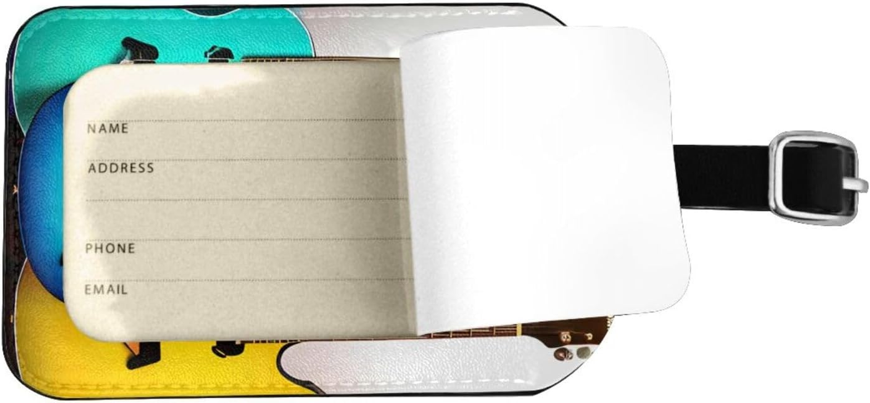 Colorful Guitars Print Elegant Tag Stylish Tag Luggage Tag 4.3 X 2.76 Inch for Suitcases Travel Bags image number 1
