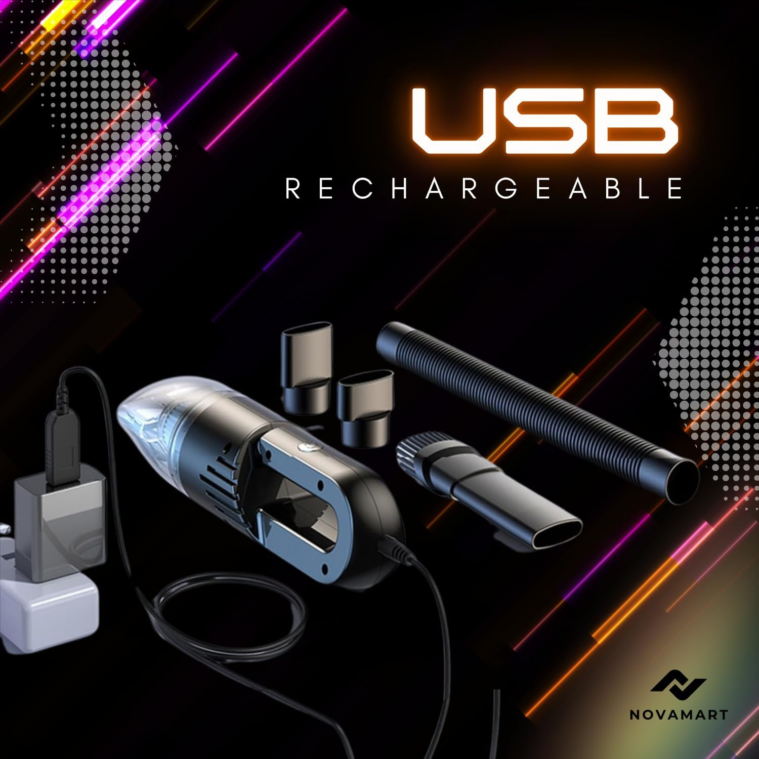 Cordless Car Vacuum Cleaner &ndash; 120W Power, USB Rechargeable, Dual 2000Mah Battery, Lightweight ABS, 0.5L Dustbin, Portable Handheld Auto Cleaner image number 4