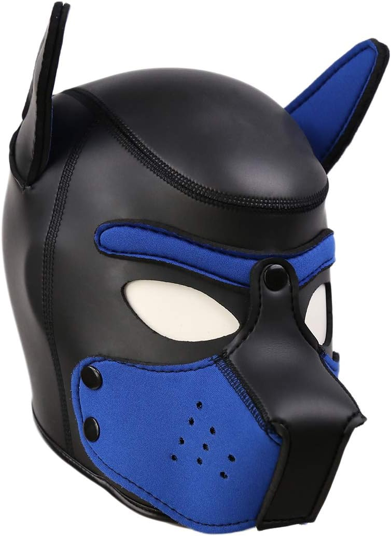 Moleney Adults Neoprene Puppy Hood Mask, Removable Cosplay Dog Full Face Pup Hood Mask image number 4