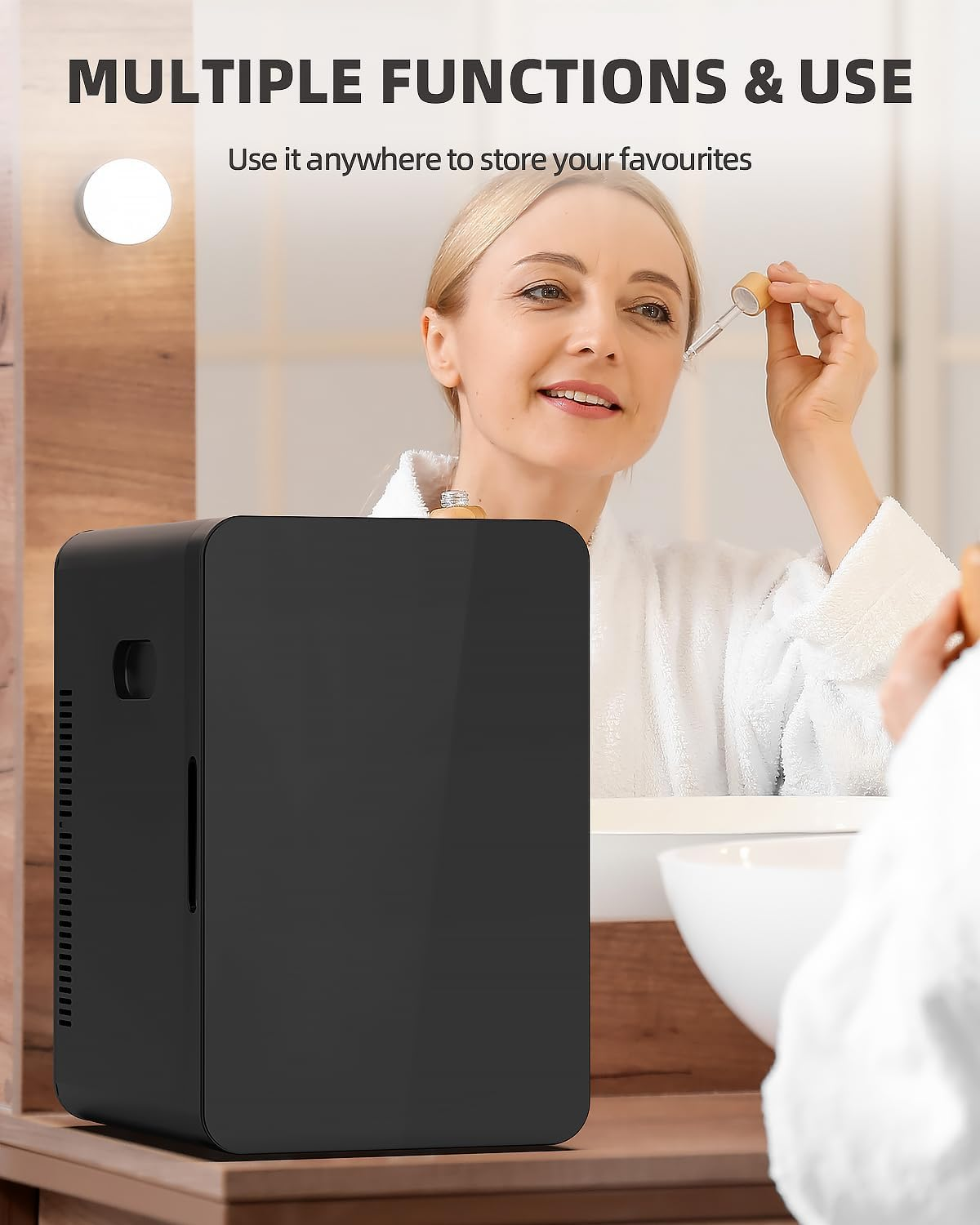 YOPOWER Mini Portable Compact Personal Fridge Cooler, 22 Liter Capacity, Includes Plugs for Home Outlet & 12V Car Charger, Black image number 5