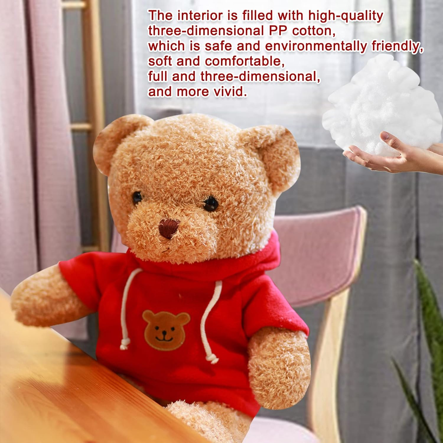 Teddy Bear Stuffed Animal Cute Red Hoodie Bear Plush Toys Gifts for Kids 11.8 Inches image number 6