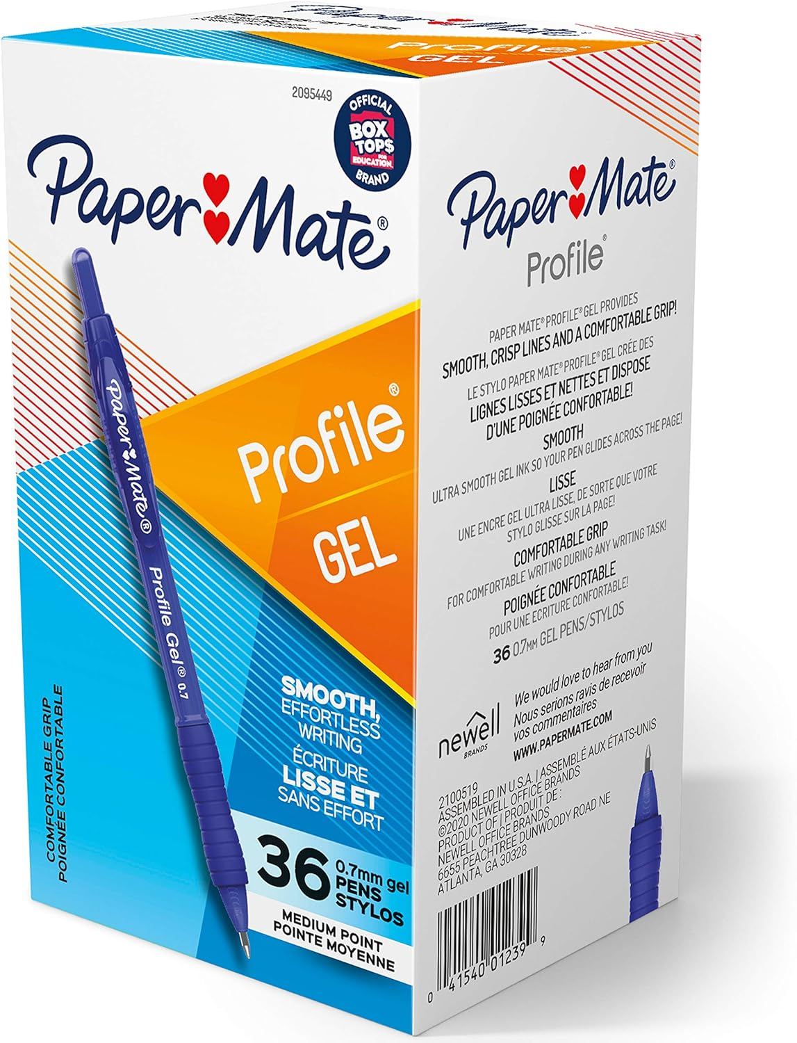 Paper Mate Gel Pen, Profile Retractable Pen, 0.7Mm, Assorted, 36 Count