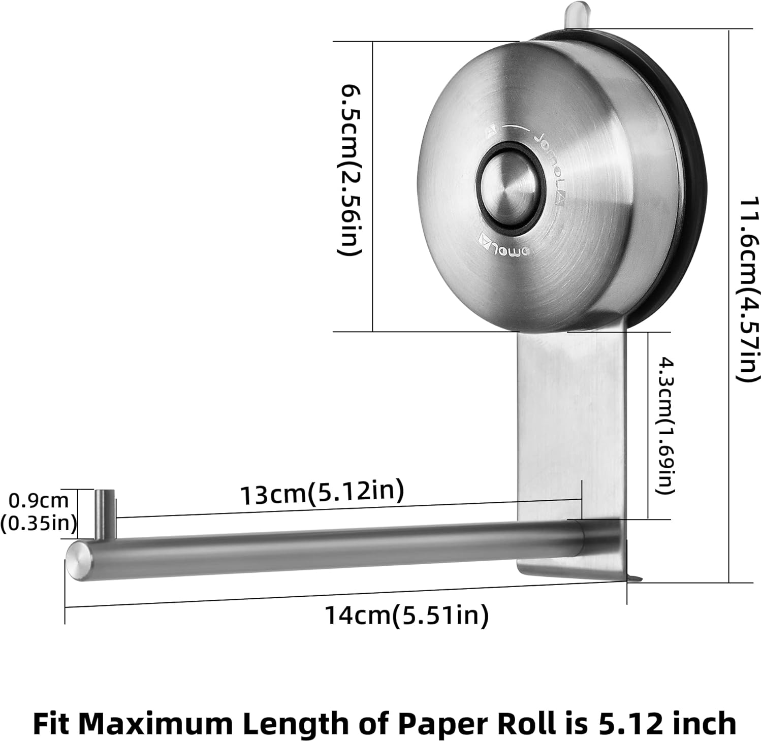 Toilet Paper Holder - JOMOLA Vacuum Suction Cup Toilet Paper Holder Bathroom Tissue Paper Stainless Steel Holder Toilet Paper Roll Dispenser Brushed Finish