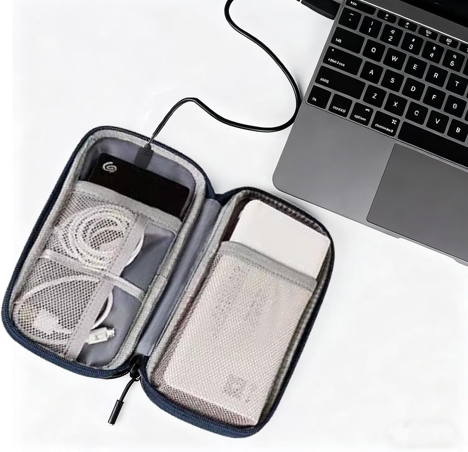 Electronic Organiser - Travel Cable Organiser Bag Pouch for Electronic Accessories, Portable Waterproof Storage Case for Charger Phone Earphone Cords and Travel Case, Black image number 2