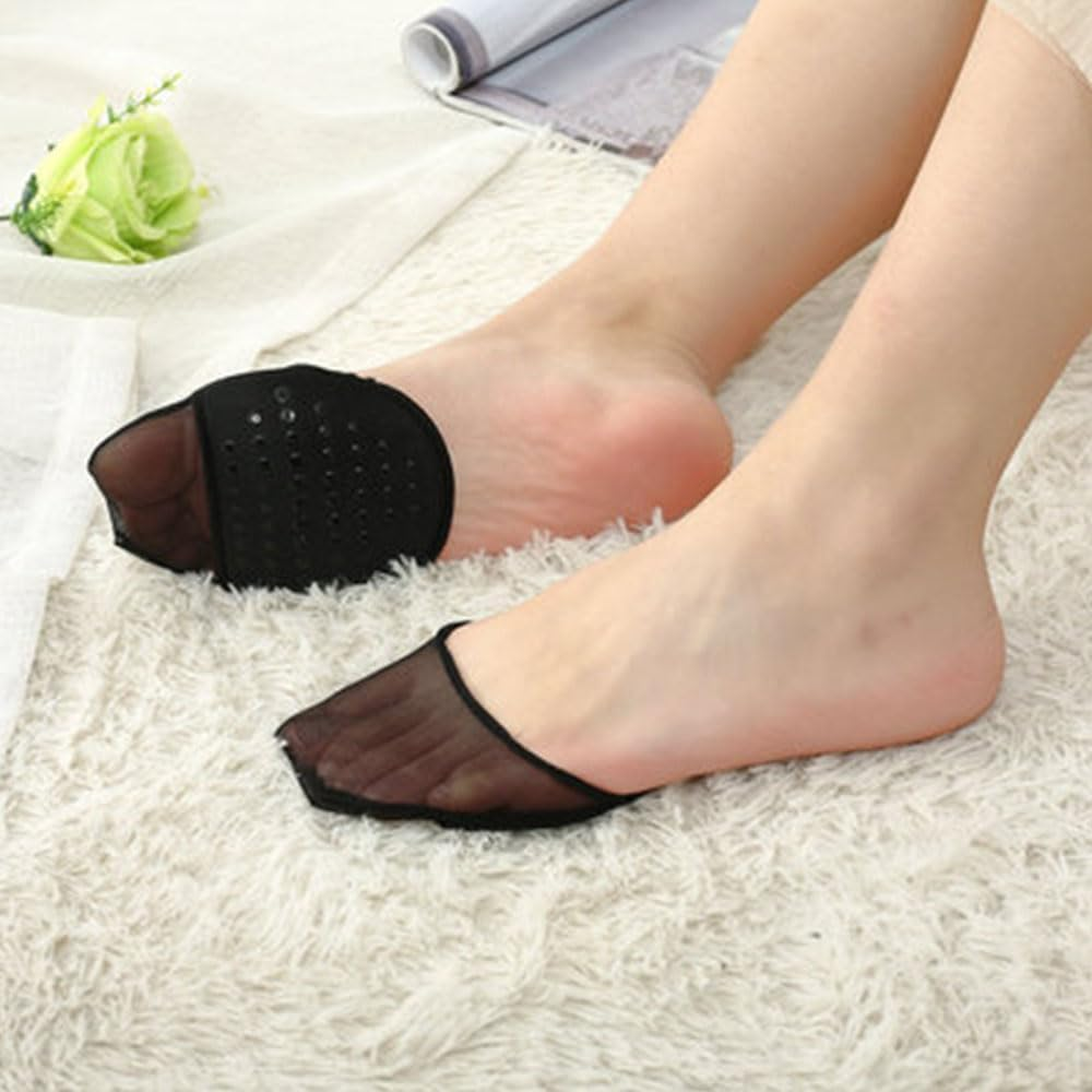 JZS Half Toe Socks,6 Pairs Lace Toe Topper Socks No Show Liner Seamless Socks with Padded Forefoot Non-Slip for Women One Size image number 6
