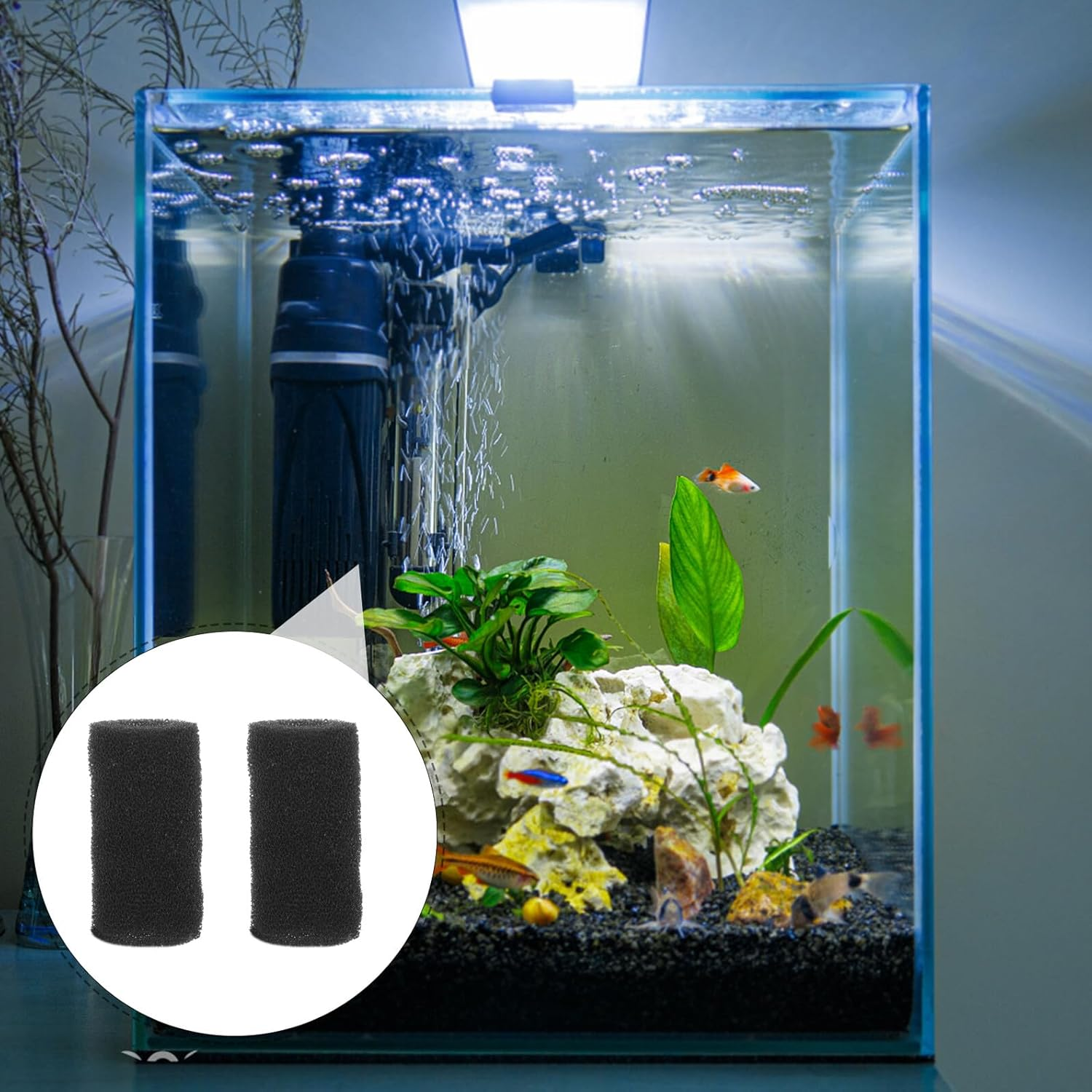 10Pcs Pre-Filter Sponge for Fish Tank Intake Filter Cover for Aquarium Pumps Compact Protective Sponge for External Filter Inlets Suitable for Freshwater and Saltwater Use image number 2