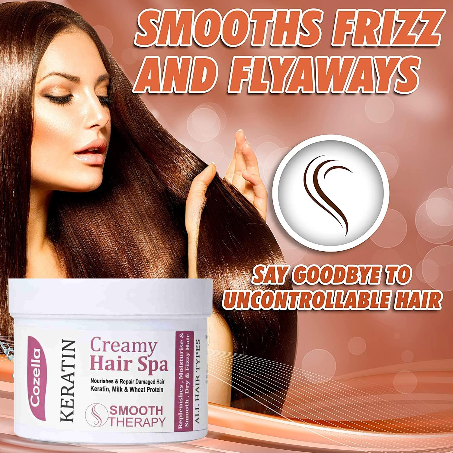 Cozella Keratin Creamy Hair SPA | Nourishes & Repair Damaged Hair | Keratin, Milk & Wheat Protein | Smooth Therapy | Sulfate and Paraben Free| All Hair Types | 500ML image number 5