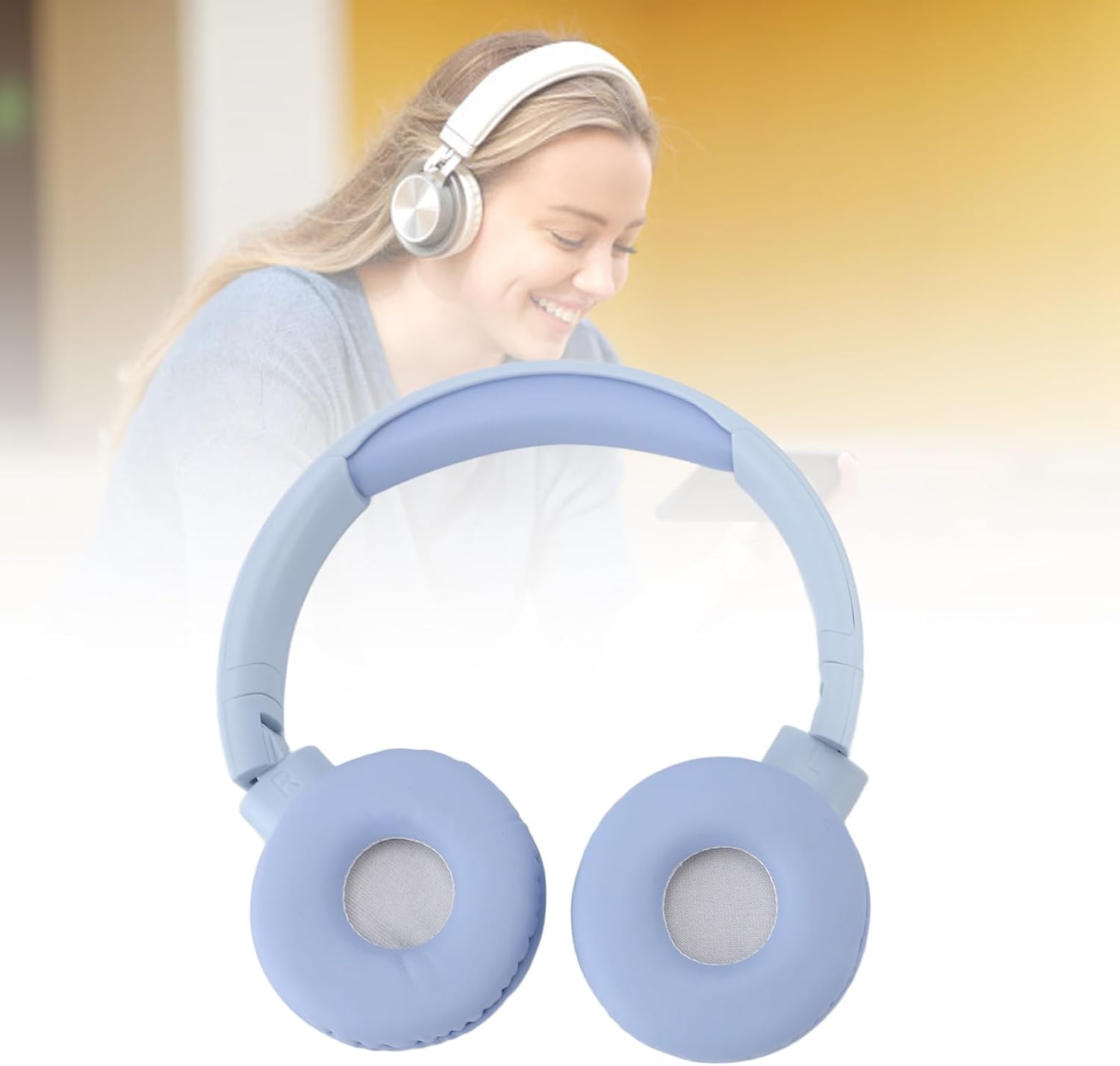 Elprico Wireless Bluetooth Headphones over Ear,Lightweight Folding Stereo Bass Bluetooth Headset with 3.5Mm Port,Bluetooth 5.3 Headphones for Travel Smartphone Computer Laptop (Blue) image number 2